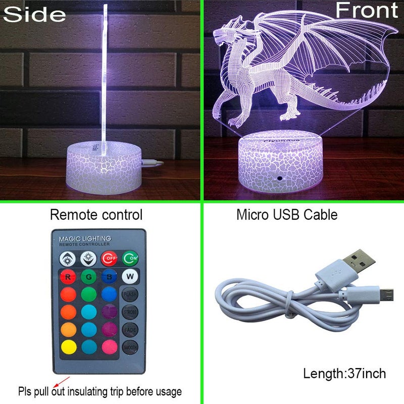 FlyonSea Dragon Gifts Dragon Light 16 Color Changing Dimmable Kids Night Light with Touch and Remote Dragon Toys Light as Birthday Gifts for Boys Kids - Image 4